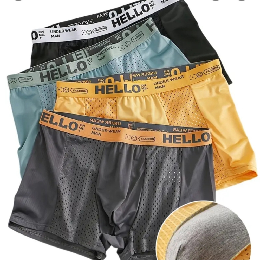 Men's Mesh Boxer Briefs - Black, Blue, Gray, Yellow